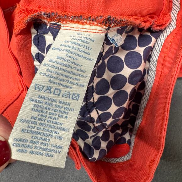 Boden Jeans Womens 12 (36x27 ACTUAL) Orange Denim Ankle Zip Skimmer Coastal - Picture 9 of 10